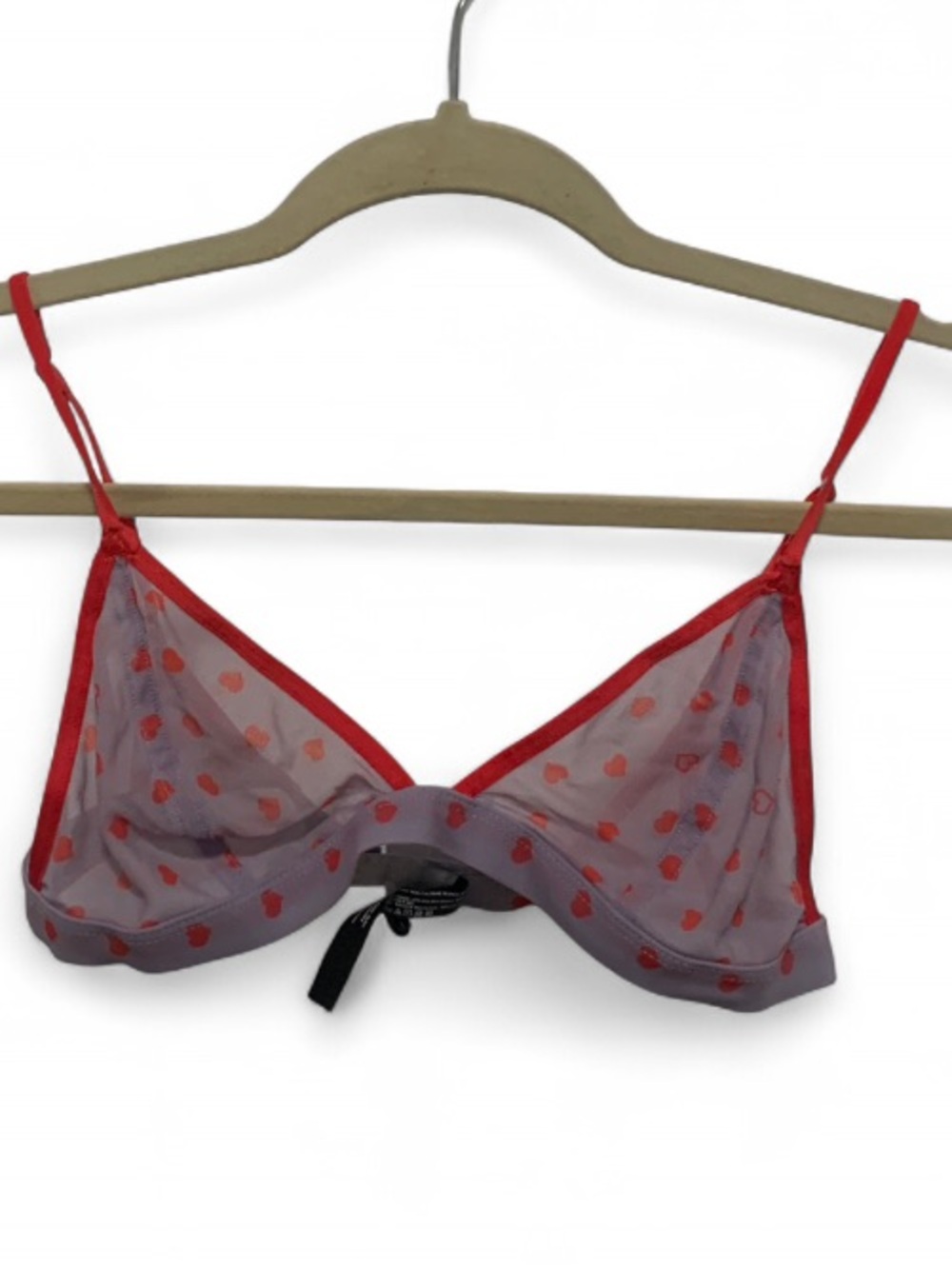 Out from Under Urban Outfitters Semi Sheer Heart-Print Mesh Bralette